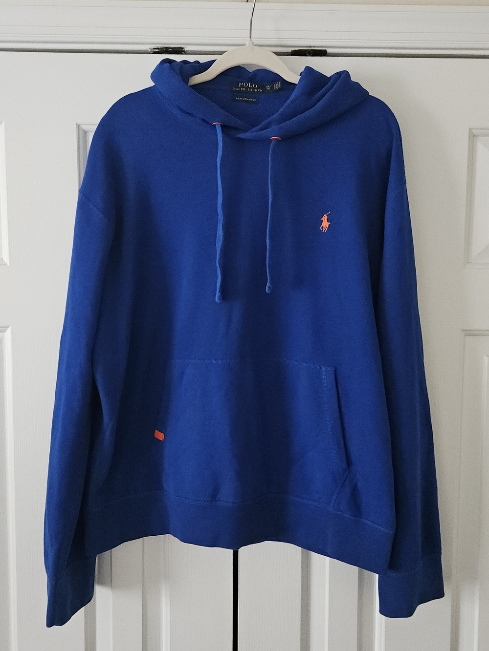 Polo Ralph Lauren Mens Performance Pullover Hoodie Drawstring Pockets Blue XL